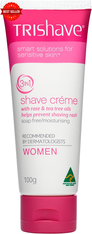 3In1 Shave Creme Women 100G: Soap-Free, Anti-Rash, Tea Tree & Rose