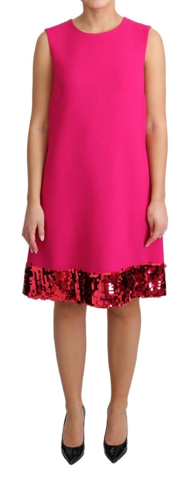 

DOLCE - GABBANA Платье прямого кроя без рукавов из шерсти фуксии с пайетками IT46/US12/ $1700, Розовый