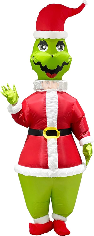Watato Inflatable Costume Adult Christmas Green Big Monster Men Funny Blow Up...