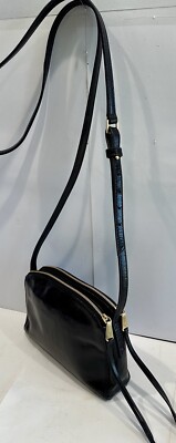 Hobo Intnl Evella Small Black Crinkle Patent Leather 3 Section Crossbody Bag 27