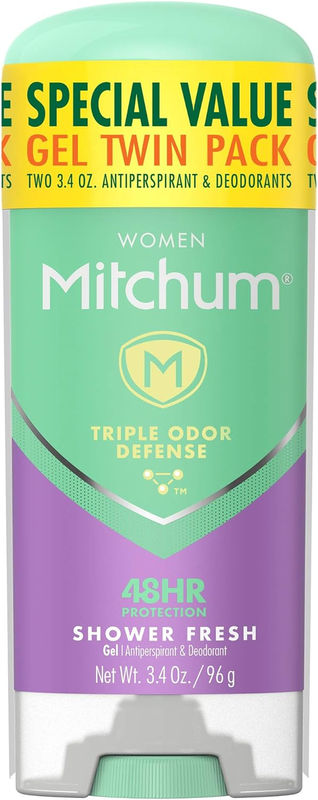 TWIN PACK Mitchum Women's Deodorant Antiperspirant Gel Stick 3.4 oz Shower Fresh