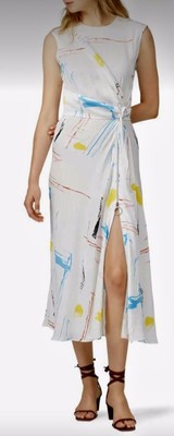$1495 Cedric Charlier SZ 14 US Abstract Fantasy Print Hourglass Dress SZ 48 IT