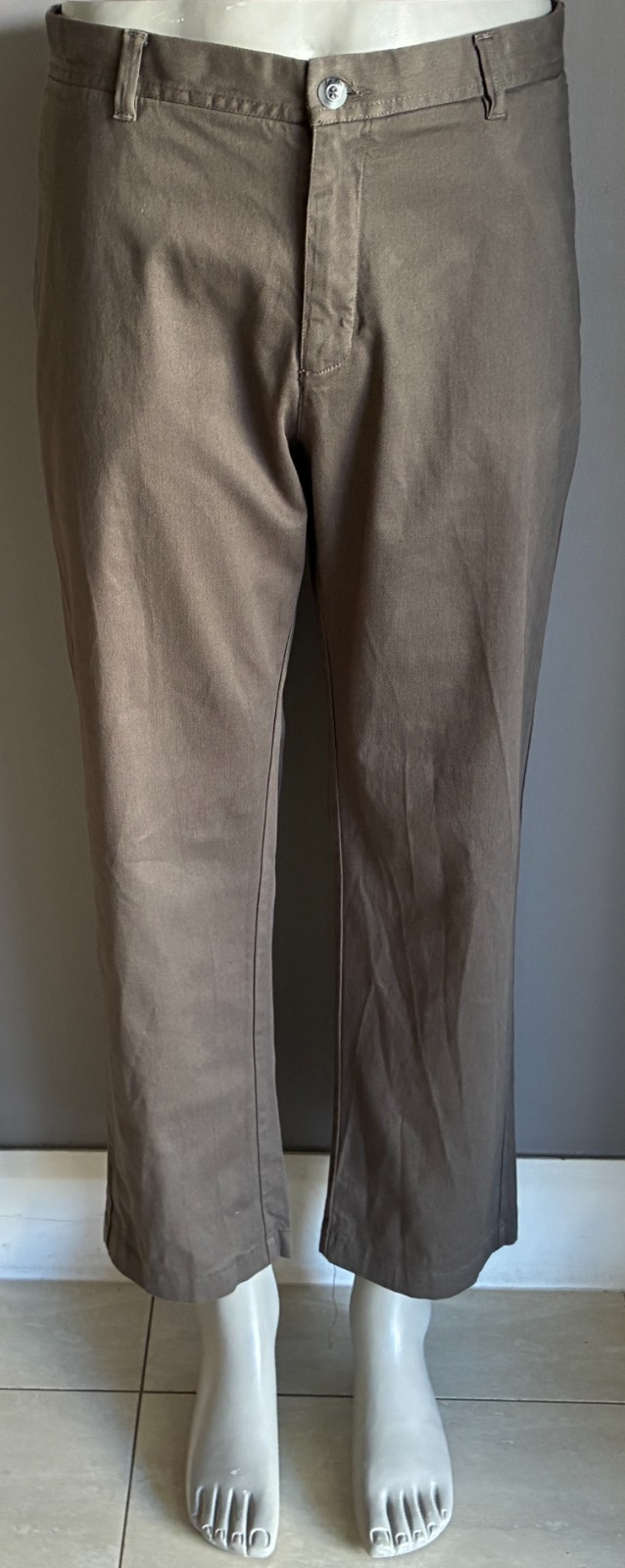 EXCEED Mens Chinos Pants Khaki Size 40 Slim Tapered Fit Low Rise Belt Loops