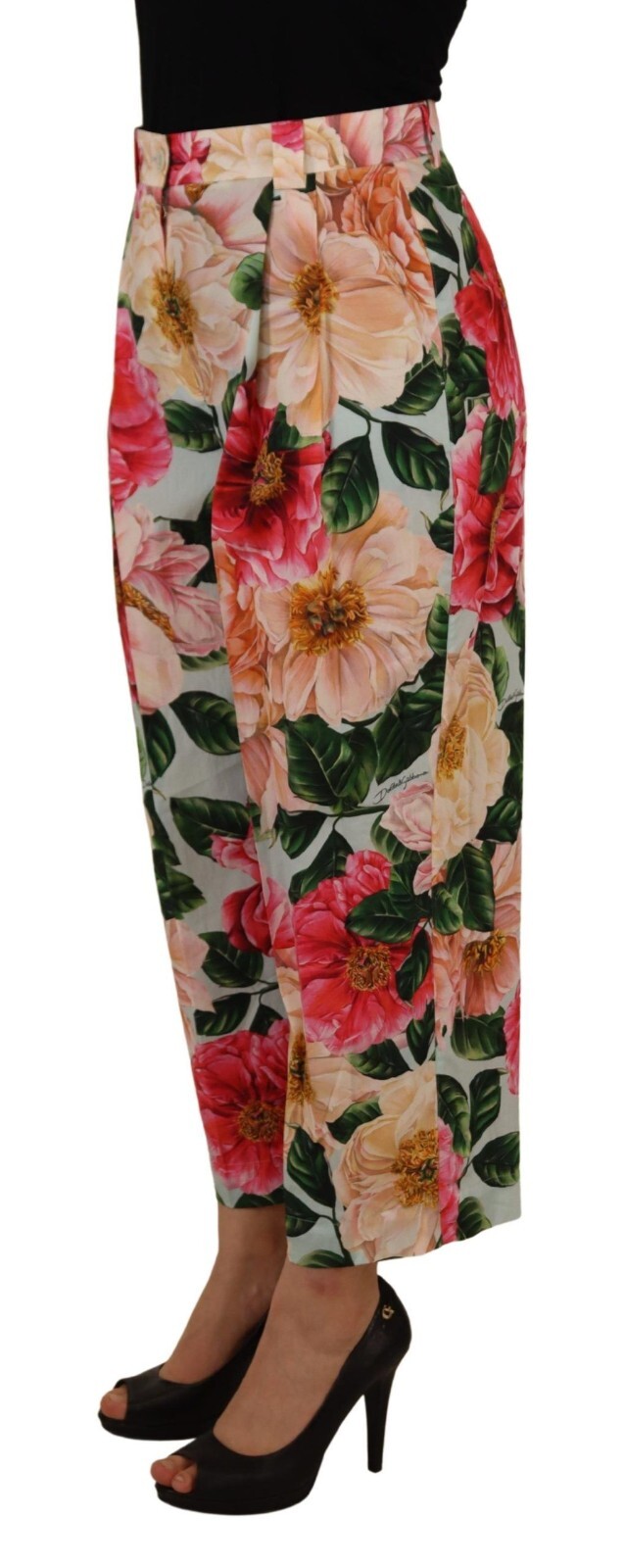 Pre-owned Dolce & Gabbana Multicolor Floral High Waist Cropped Pants It36/ Us2/xxs 1000usd