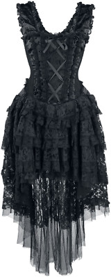 BURLESKA GOTHIC OPHELIE VAMPIRE WEDDING PROM VINTAGE BLACK BROCADE CORSET DRESS