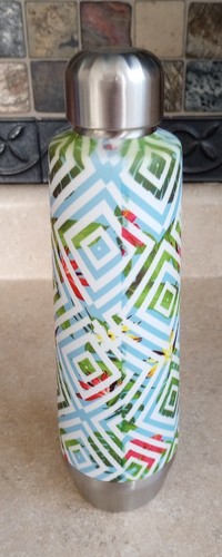 Stainless Steel Insulated Water Bottle, Floral Diamond Manna, 20 oz