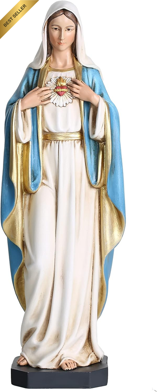 BC Catholic Immaculate Heart of Mary Statue, Blessed Virgin Mary Mother Figure f