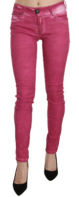 Pre-owned Plein Sud Jeanius Pants Pink Velvet Mid Waist Skinny Trouser S. W27 Rrp $450