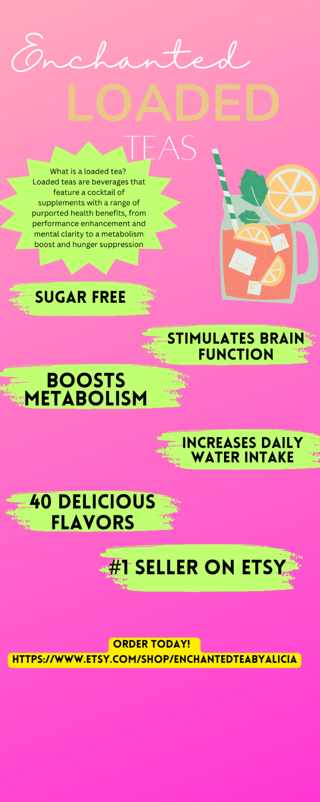 30 Serving Loaded Tea Tub with scoop! Sugar Free 