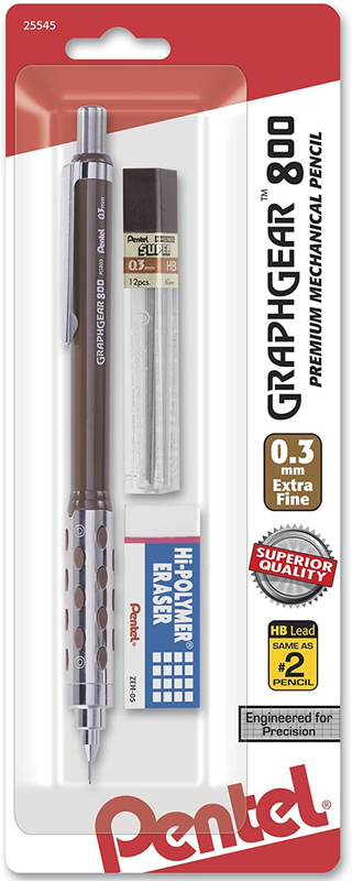 Graph Gear 800 Mechanical Drafting Pencil, 0.3mm, Brown Barrel with Lead (PG803L