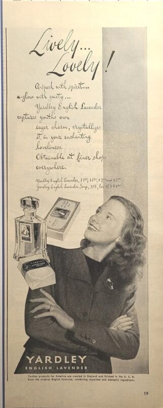 Yardley English Lavender Cologne Soap Pretty Lady Vintage Print Ad 1943