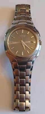Citizen Eco-Drive Paradigm Watch Men 38mm Gray Dial Silver Tone Date Round Runs