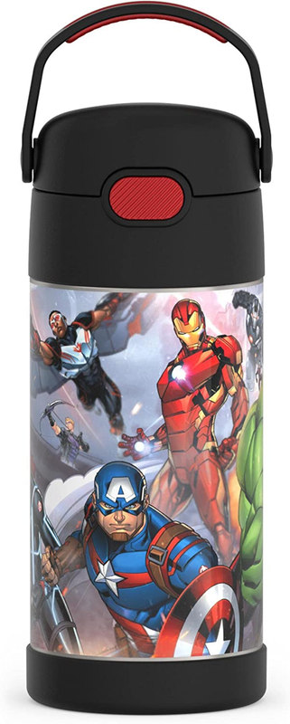 Water Bottle Stainless Steel Vacuum Insulated Kids Straw Bottle Avengers 12Ounce