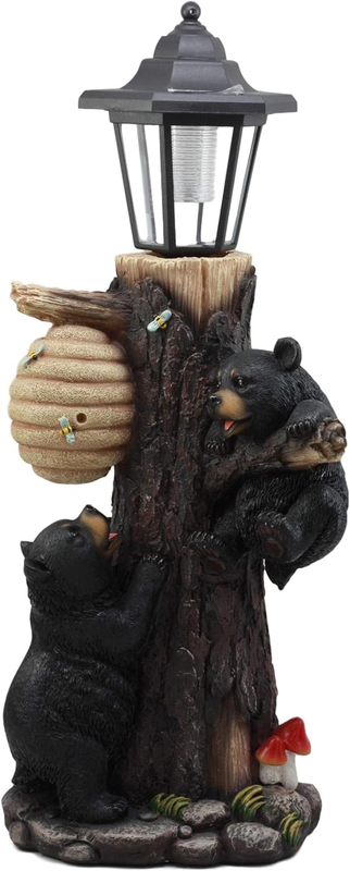 Ebros Large Climbing Black Bear Cubs Reaching for Honeycomb Beehive LED Path Lig