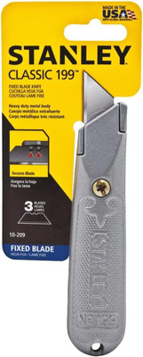 Stanley 10-209 5-1/2-Inch 199 Fixed Blade Utility Knife Blend Alloy Steel Multi