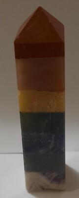 7 Chakra 4 Faceted Bonded Gemstone Tower 4'' Tall, 1'' Base, .30 LB.