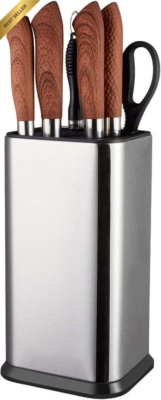 Universal Knife Block without Knives, Stainless Steel Kitchen Knife Holder with