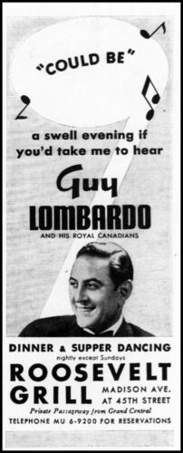 1939 Guy Lombardo & Orchestra Roosevelt Grill NYC vintage photo print ad S7
