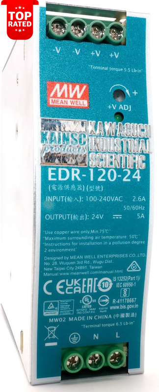 Mean Well EDR-120-24 24V 5A 120W DIN Rail Power Supply AC/DC Single Output
