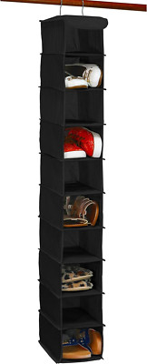 Simple Houseware 10 Shelves Closet Hanging Shoe Organizer Black