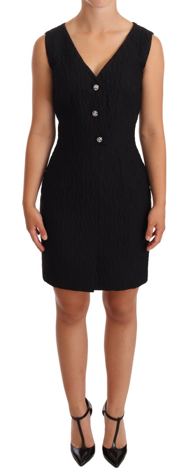 

Платье DOLCE - GABBANA, черное, на пуговицах, с кристаллами, без рукавов, IT38/US4/ $1800, Черный
