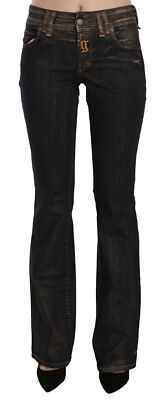 Pre-owned Galliano Jeans Cotton Black Washed Mid Waist Flared Denim Pants S. W26 Rrp $500