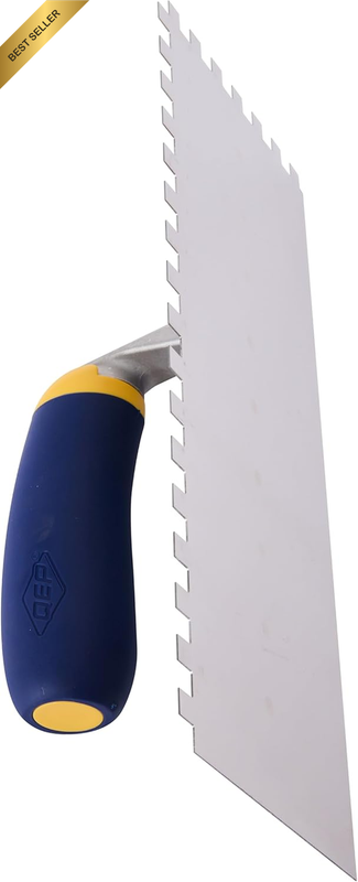 8Mm Stainless Steel Square Notch Trowel, 280Mm X 115Mm, Rustproof Blade, 230Mm D