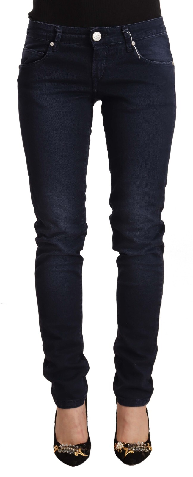 

ACHT Jeans Синие джинсовые брюки узкого кроя из стираного хлопка с заниженной талией s. W26 Рекомендуемая розничная цена 300 долларов США, Синий