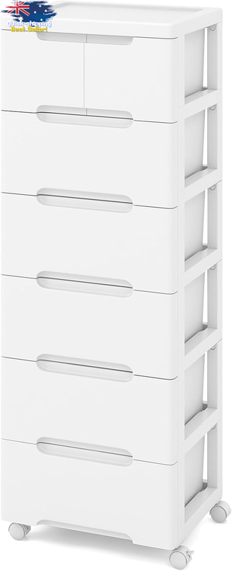 7-Drawer Rolling Storage Cabinet - Vertical Organizer on Wheels for Home Office