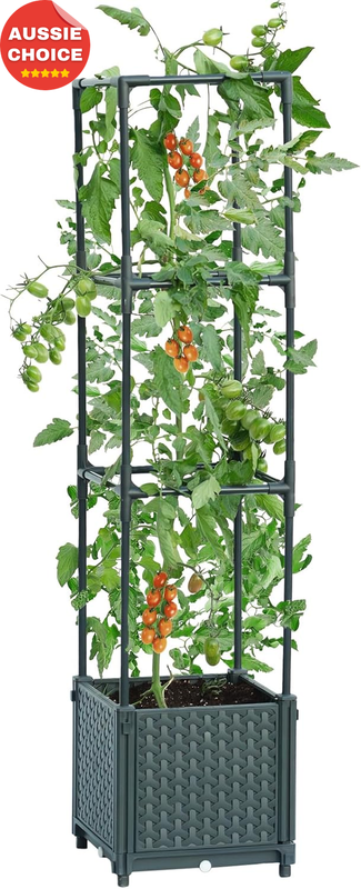 Raised Garden Bed Planter Box Trellis 25x25x105cm Ideal for Climbing Plants