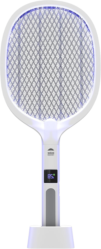 2 in 1 Electric Bug Zapper, Mosquitoes Trap Lamp & Racket, USB Rechargeable Electric Fly Swatter for Home and Outdoor Powerful Grid 3-Layer Safety Mesh Safe to Touch