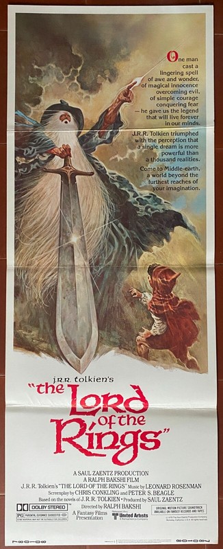 Affiche AmÃ©Ricaine Insert Le Seigneur Des Anneaux Lord Of The Rings Tokien  1978