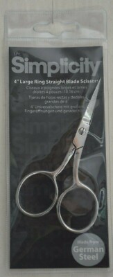 Simplicity - 4 in Large Ring Straight Blade Scissors - Fine Point German Steel!!
