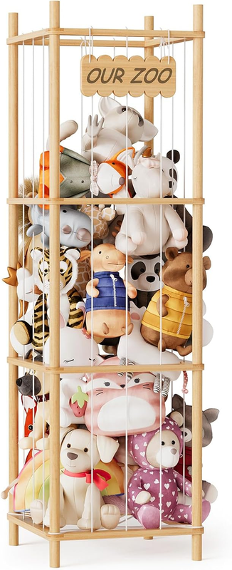 Stuffed Animal Storage Organizer, Wood Animals Zoo Toy Plushies Storage Holder,