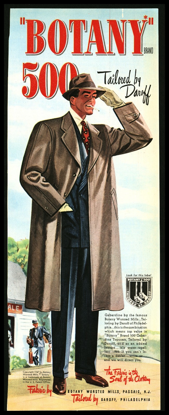 Original 1947 Botany 500 Topcoat Trench Coat Men's Vintage Original 1947 Botany 500 Topcoat Trench Coat Men's Vintage