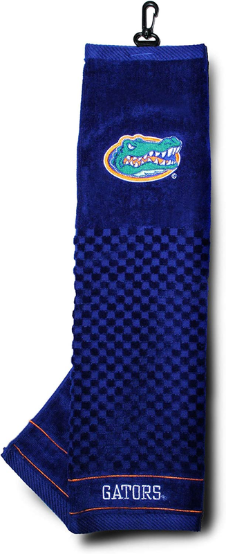 NCAA Embroidered Golf Towel, Checkered Scrubber Design, Embroidered Logo