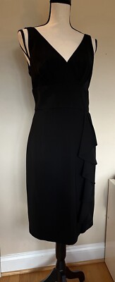 NEW* Ralph Lauren  Bright Young Things  Black V-neck Cocktail Dress w/Ruffle 10