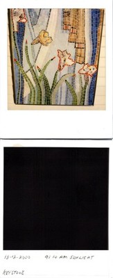 Close up of Tiled Art of 4 flowers  12/12/2000 Found Photo V3312