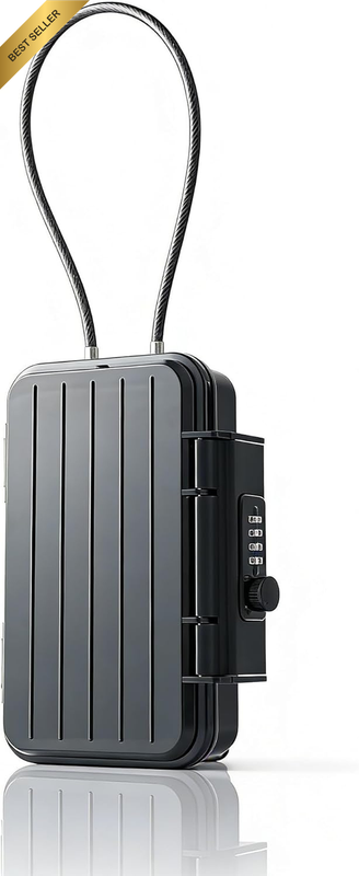 Portable Lock Box with 4-Digit Combination, Anti-Theft Small Safe Box, Removable