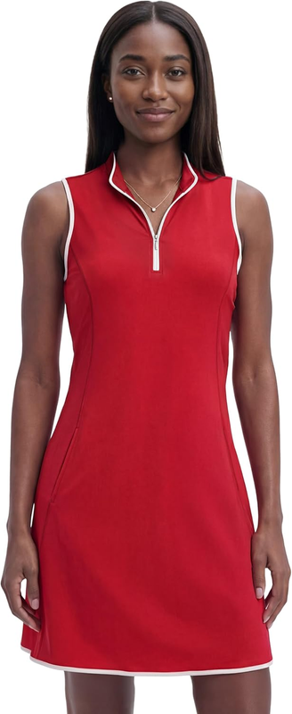 Stylish Women's Sleeveless Athletic Dress with Quarter Zip Design