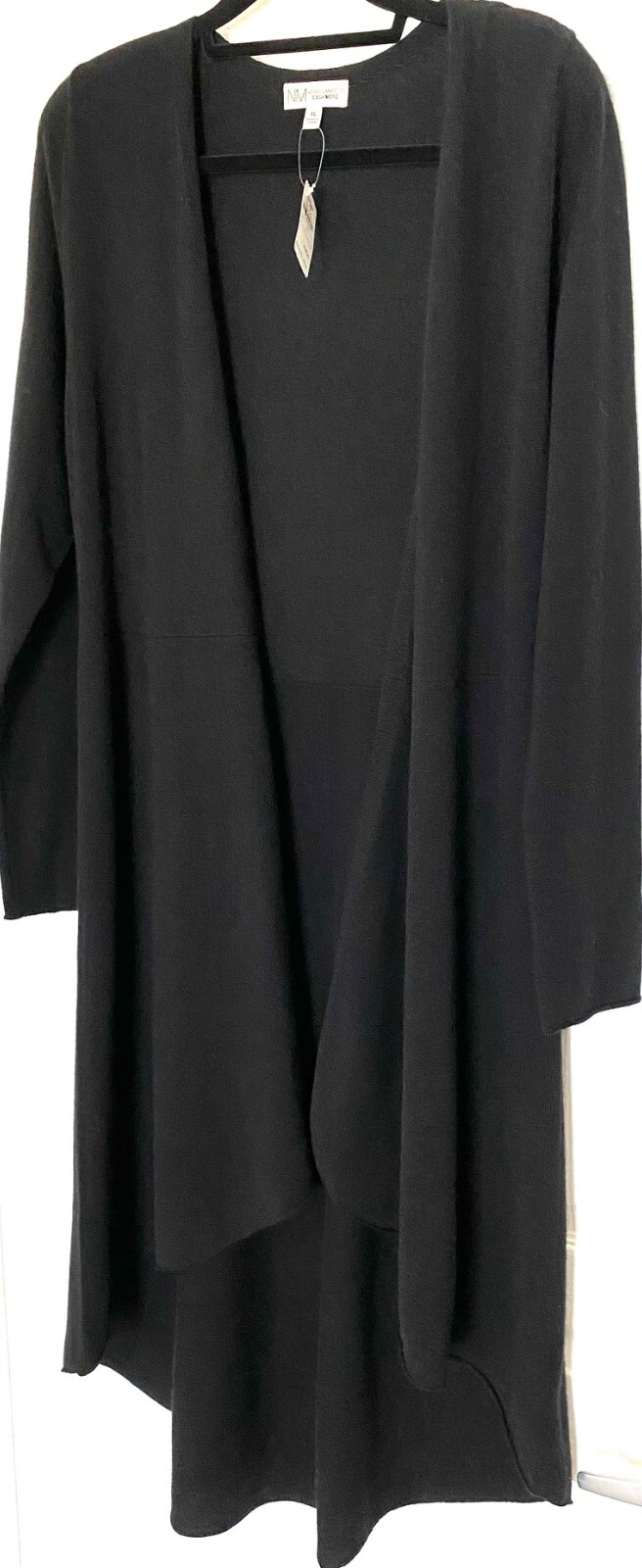 

NEIMAN MARCUS Черный кардиган из 100% кашемира с открытым передом, высокий низкий дастер, размер