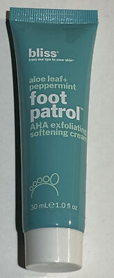 Bliss Foot Patrol Cream Aloe Leaf Peppermint  Exfoliating and Softening  1 Oz