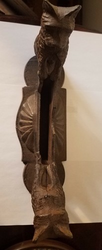 UNIQUE VINTAGE SOLID CAST IRON STANDING BUSINESS CARD HOLDER WITH DOGS