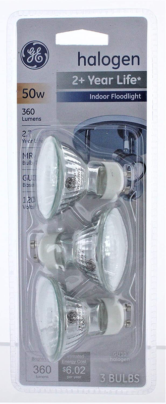 50 Watts MR16 Halon Bulb 360 Lumens Daylight 3 Pk Floodlight