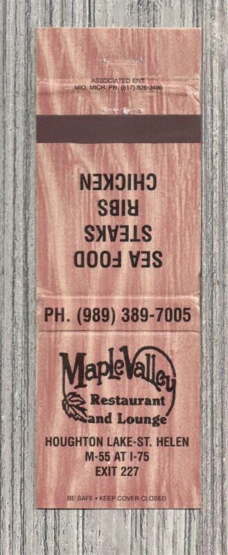 Matchbook Cover-Maple Valley Restaurant Lounge Houghton Lake Michigan-2749