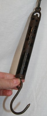 Antique hanging scale 24 pound fish fishing primitive iron brass hook nautical