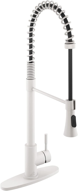Kitchen Faucet Matte White, 1.8 Gpm Pull-Out Spring Single Handle Touch on Kitch