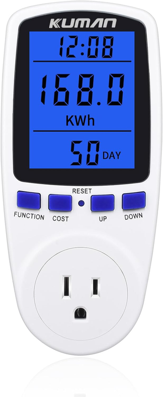 KW47-US Electricity Usage Monitor Plug Power Watt Voltage Amps Meter with Digita