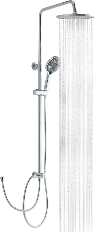 Shower Riser Rail Kit, with 25Cm Rainfall Shower Head and Handheld,1.6M Hose,Sho