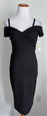 NWT! GB Gianni Bini Black Dress, Off the Shoulder w/ Removable Straps, Small